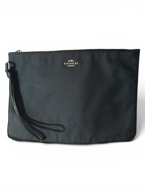 Coach Navy Wristlet Pouch with Logo